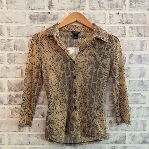 Guess • 90’s NWT • Snake Skin Cobra • Button Down Blouse • Medium